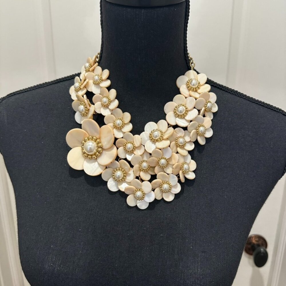 Kate Spade Garden Party Pearl Flower Lucite Necklace